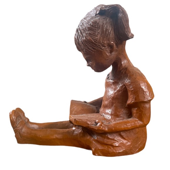 VINTAGE RED MILL MFG.➕Bookend/Figure Girl Reading Book Signed Somerville - Picture 2 of 7